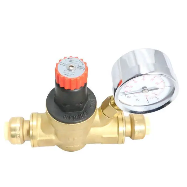 Alt view image 2 of 5 - 5 Pcs 1/2 Inch Push Fit Water Pressure Regulator Valve with Gauge, 3-4-2=5XX