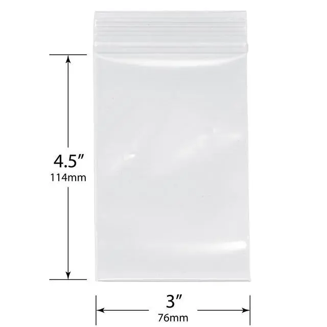 Alt view image 2 of 5 - 3" x 4.5" (Case of 4,000), 4 Mil Heavy Duty Zipper Reclosable Plastic Bags