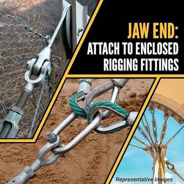 Alt view image 2 of 6 - Jaw and Jaw Turnbuckles 1/2" x 9" (20-Pack), 2,200 LBS Working Load Limit, UNC Thread Hot-Dipped Galvanized Turnbuckle Heavy Duty for Wire Rope, in-Line Pulls & Tension Applications