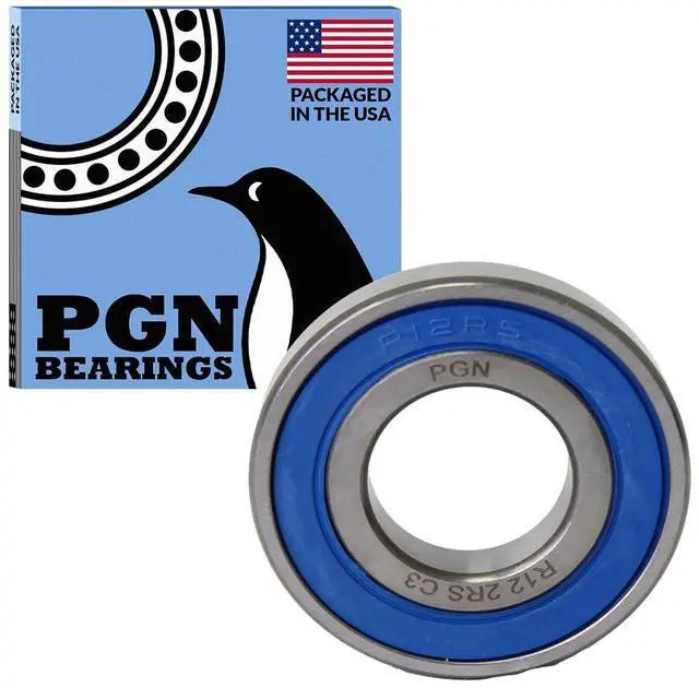 Main image of PGN (100 Pack) R12-2RS Bearing - Lubricated Chrome Steel Sealed Ball Bearing - 3/4" x1-5/8 x7/16 Bearings with Rubber Seal & High RPM Support