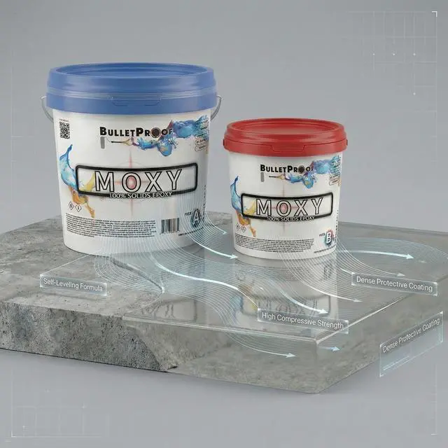 Alt view image 4 of 6 - BP Resins: Moxy |100% Solids Epoxy Resin Kit (3 Gallon) Solvent-Less, Two Component Gloss Coat Finish- Low VOC! Industrial Use, Garages, Floors, Wood, Acrylic & More! (Light Grey)
