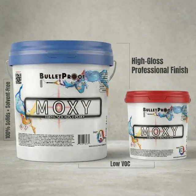 Alt view image 6 of 6 - BP Resins: Moxy |100% Solids Epoxy Resin Kit (3 Gallon) Solvent-Less, Two Component Gloss Coat Finish- Low VOC! Industrial Use, Garages, Floors, Wood, Acrylic & More! (Light Grey)