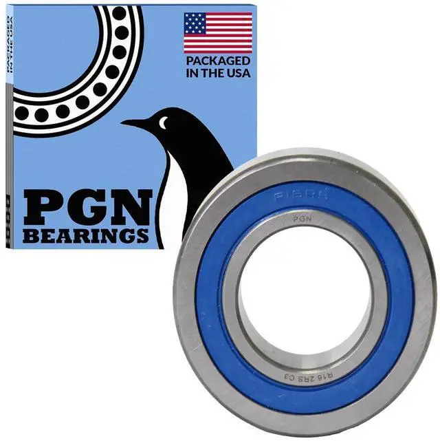 Main image of PGN (50 Pack) R16-2RS Bearing - Lubricated Chrome Steel Sealed Ball Bearing - 1"x2"x1/2" Bearings with Rubber Seal & High RPM Support