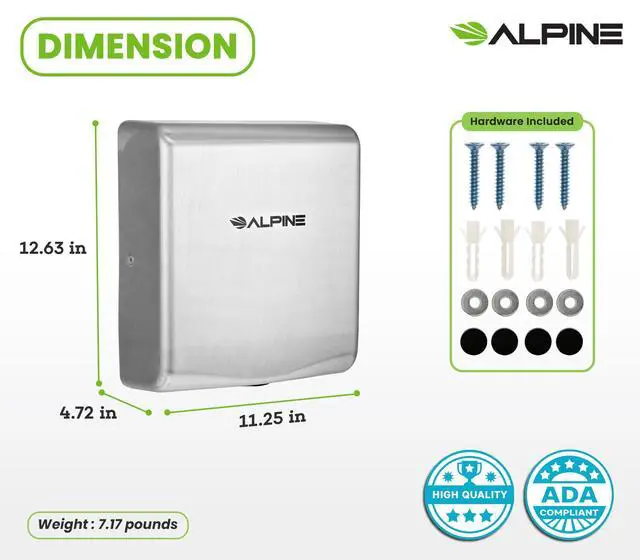 Alt view image 6 of 6 - Commercial Hand Dryer with HEPA Filter, 8 Seconds Extreme Speed Electric Hand Dryer for Home Bathroom/Restaurant with Heat & Speed Control - ADA Compliant (120V Stainless Steel)