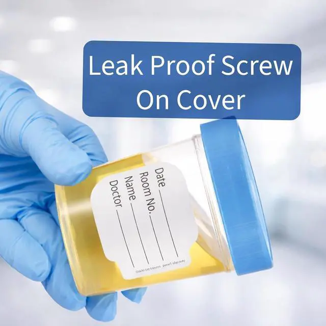 Alt view image 3 of 6 - Sterile Specimen Cups 4 oz (Pack of 600) Individually Bagged Clear Urine Collection Cups with Leak-Proof Screw-On Lids