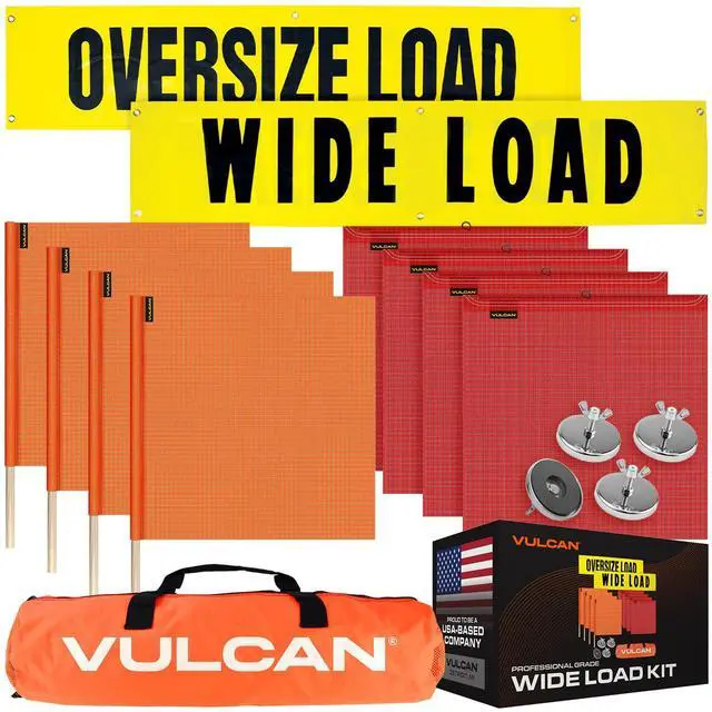 Main image of Flags, Signs, and Magnets Kit - Includes 2 Reversible Wide/Oversize Load Signs, 4 Red Flags, 4 Orange Flags, and 4 Magnets