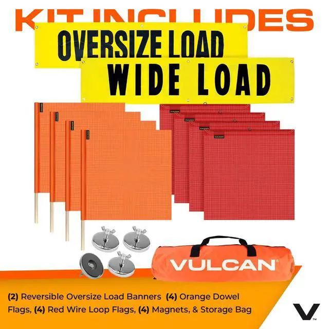 Alt view image 5 of 6 - Flags, Signs, and Magnets Kit - Includes 2 Reversible Wide/Oversize Load Signs, 4 Red Flags, 4 Orange Flags, and 4 Magnets