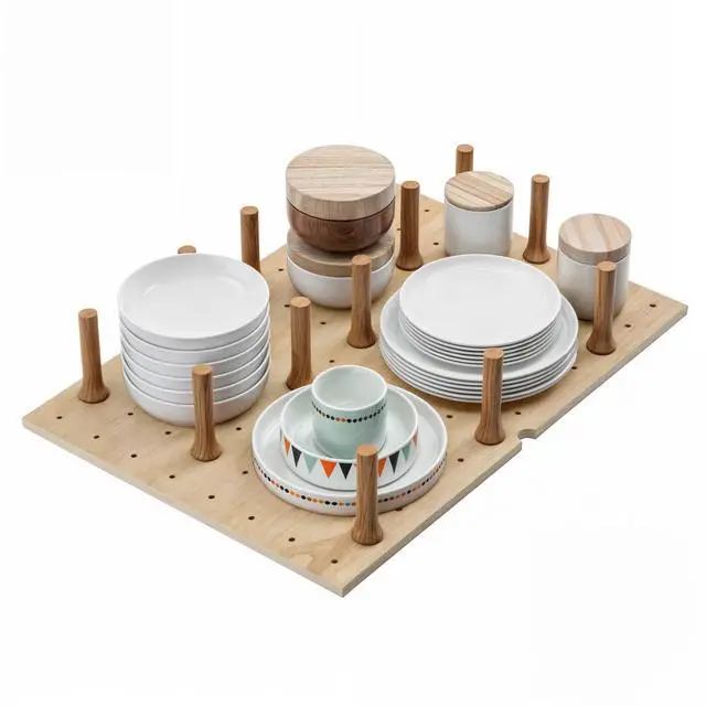 Alt view image 6 of 6 - Dowell 39.25" x 21.25" Drawer Divider Organizer Wood Peg Board - 16Pegs