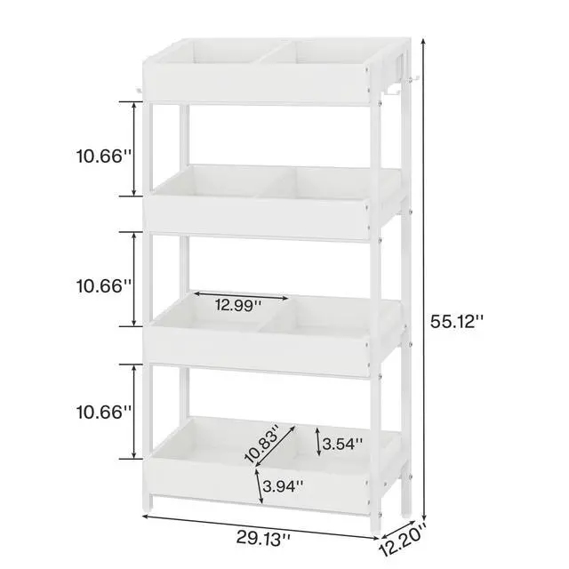Alt view image 2 of 6 - 4-Tier Retail Display Rack Stand, Wooden Snack Candy Rack, Wood Chips Shelf, Chips Rack Display, Heavy-Duty Wood Metal Concession Stands,Storage Shelf Organizer for Potato Chip (1, White)