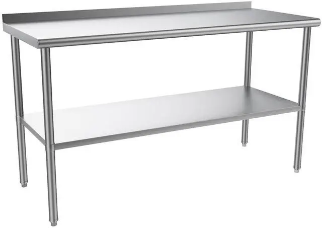 Main image of 60'' x 24'' Stainless Steel Table for Prep & Work,Commercial Worktables & Workstations, NSF Heavy Duty Metal Table with Adjustable UnderShelf & Backsplash for Kitchen,Restaurant,Home,Hotel