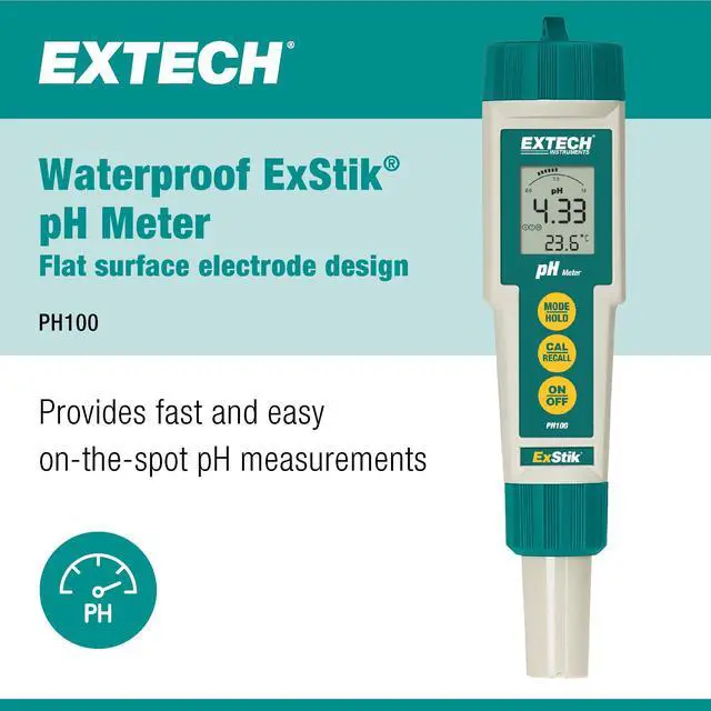 Alt view image 2 of 6 - PH100 Waterproof ExStik II pH Meter Kit with Flat Surface Electrode and Temperature Display