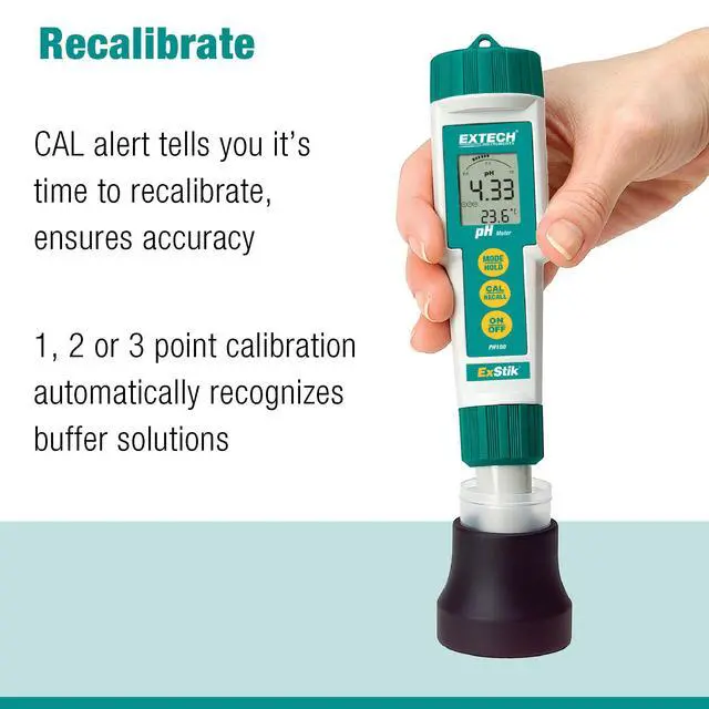 Alt view image 5 of 6 - PH100 Waterproof ExStik II pH Meter Kit with Flat Surface Electrode and Temperature Display
