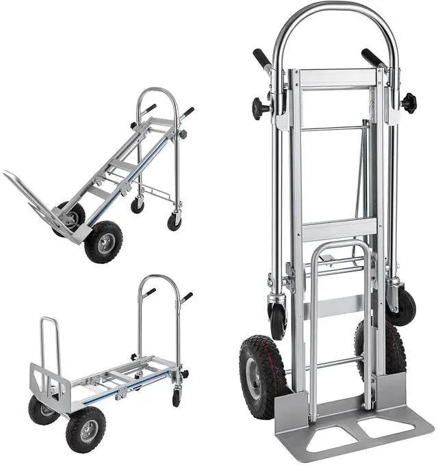 Main image of 3in1 Aluminum Hand Truck,Convertible Hand Truck Dolly Large Size 1000 lb Capacity, Utility Cart Converts from Hand Truck to Platform Cart with 10" Hi Tech Rubber Wheels