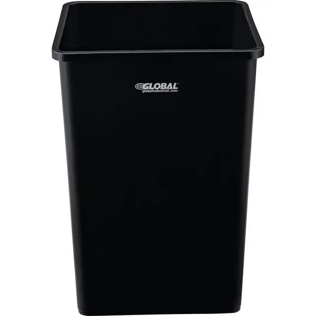 Alt view image 4 of 5 - Square Plastic Garbage Can, 35 Gallon Capacity, Indoor/Outdoor Rated, 19-1/2"W x 19-1/2"D x 27-4/5"H, Utility Trash Can, No Lid, Black
