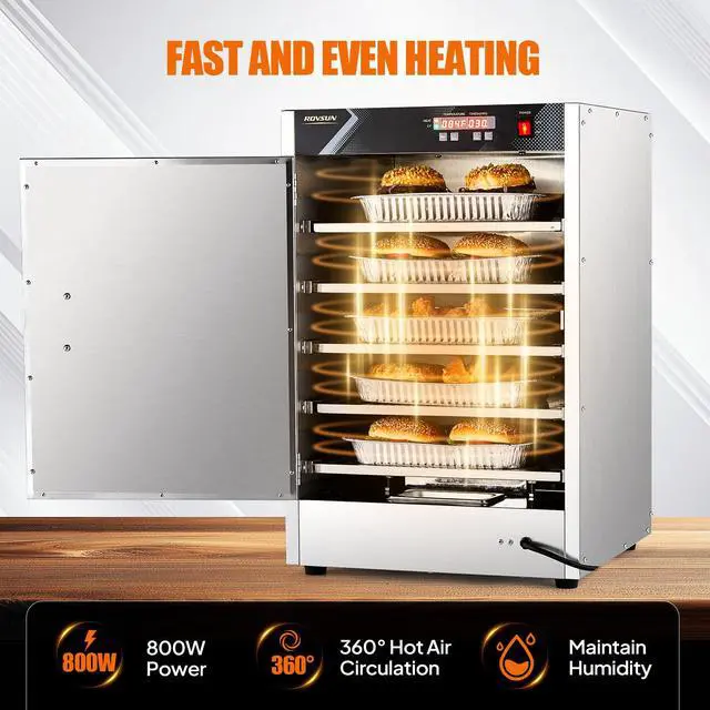 Alt view image 2 of 6 - 5-Tier Commercial Food Warmer, Hot Box Food Warmer Pizza Warmer w/Removable Shelves Water Tray, Hot Holding Cabinet Electric Countertop for Catering Buffet Restaurant
