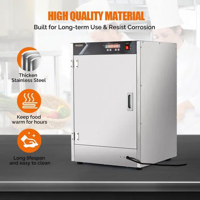 Alt view image 5 of 6 - 5-Tier Commercial Food Warmer, Hot Box Food Warmer Pizza Warmer w/Removable Shelves Water Tray, Hot Holding Cabinet Electric Countertop for Catering Buffet Restaurant