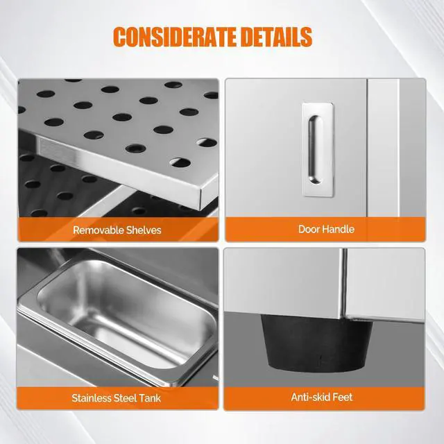 Alt view image 6 of 6 - 5-Tier Commercial Food Warmer, Hot Box Food Warmer Pizza Warmer w/Removable Shelves Water Tray, Hot Holding Cabinet Electric Countertop for Catering Buffet Restaurant
