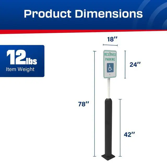 Alt view image 4 of 6 - Impact Recovery - Sta-Rite Flexible Sign Post - Sign Holder for Handicap Parking Signs - Made in the USA - 78 with Black Bollard