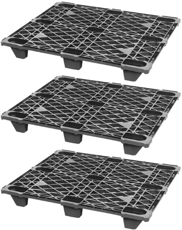 Main image of 3 Pack Heavy Duty 48" L x 40" W x 5" H Recycled High Density Polyethylene Pallets 3,500lb Static Weight Load Capacity Per Pallet