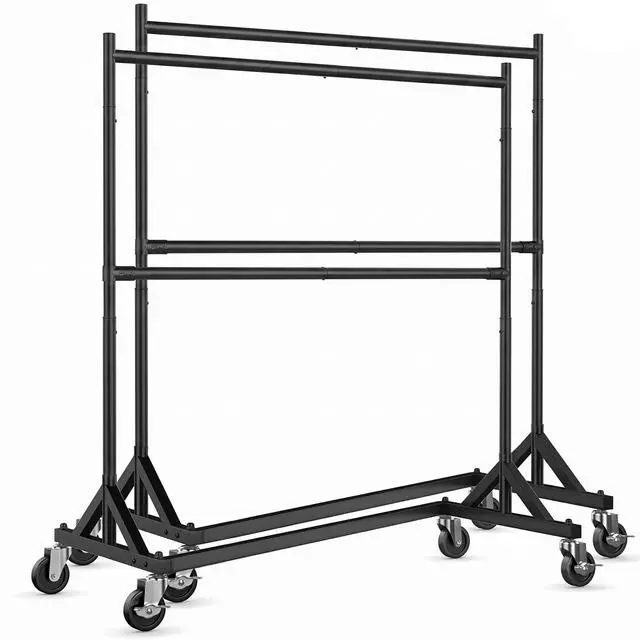Main image of Z Rack for Clothing Heavy Duty Clothes Rack Hold 550 LBS Commercial Garment Rack with Wheels Rolling Portable Z Base Rack for Bedroom, Laundry Room, Black, 22.8"D x 62.6"W x 87.8"H, 2 Packs