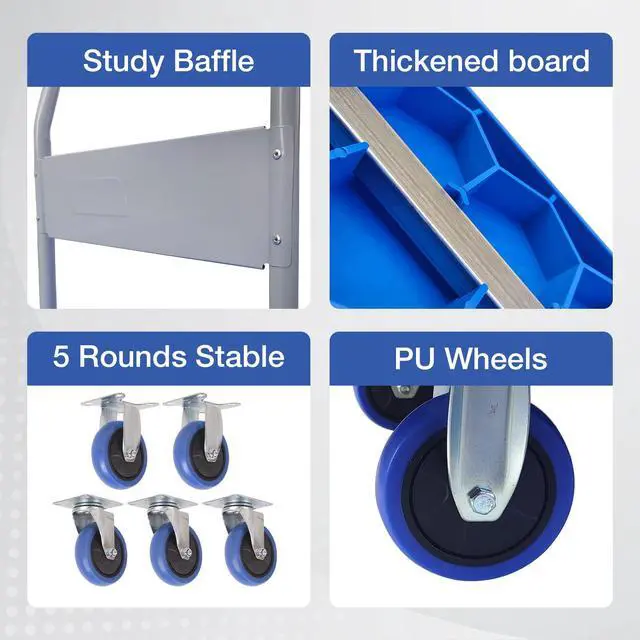 Alt view image 3 of 6 - 1320lbs Flatbed Cart - Heavy Duty Foldable Platform Hand Truck with 360°Swivel Wheels Loading & Storage
