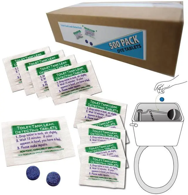 Main image of Blue Dye Leak Tablets Toilet Detection Multi-Use Test Tracer 2-Packs Silent Leaks (500)