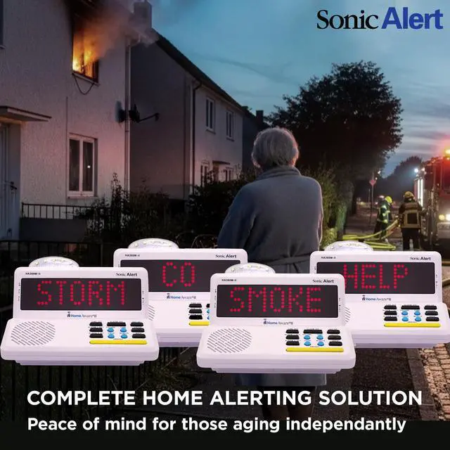 Alt view image 6 of 6 - HomeAware® II Basic Starter Kit Alerting System for Deaf/Hard of Hearing/Heavy Sleepers Listens to Your Existing Smoke & CO Alarms Bed Shaker, Strobe, Scrolling Display, Caller ID