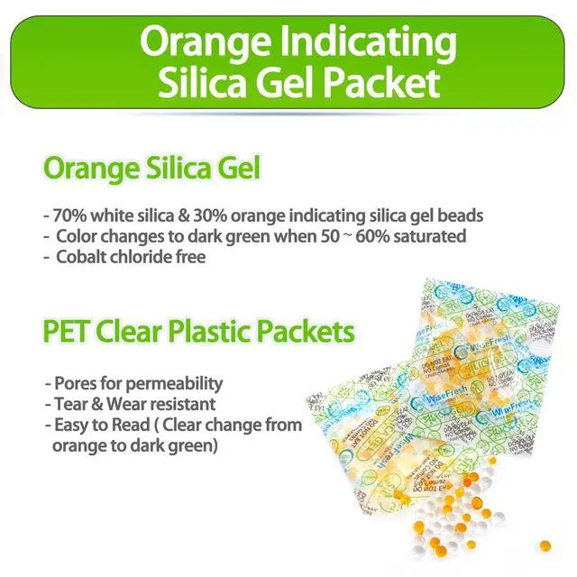 Alt view image 2 of 5 - 7000Pcs 2g Food Safe Desiccant Packs, Silica Gel Packets, Orange to Green Indicating- Moisture Absorbers for Storage