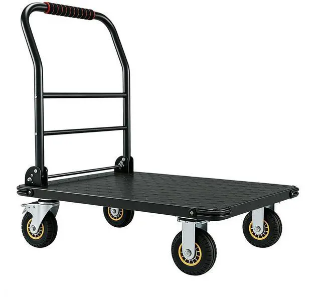 Main image of Heavy Duty Platform Truck Cart, 1800LBS Capacity Steel Flatbed Dolly, 36"x24" Large Utility Cart with 6" Swivel Wheels with Brakes, Foldable Hand Truck for Warehouse, Garage, Shipping & Moving