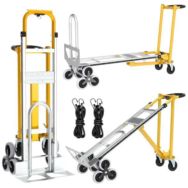 Alt view image 2 of 6 - Stair Climbing Hand Truck, Heavy Duty 1000LBS 4-in-1 Aluminum Convertible Dolly Cart, Appliance Dolly Industrial Platform Stair Dolly Handtruck with Wheels for Moving, Office, Logistics, Shopping