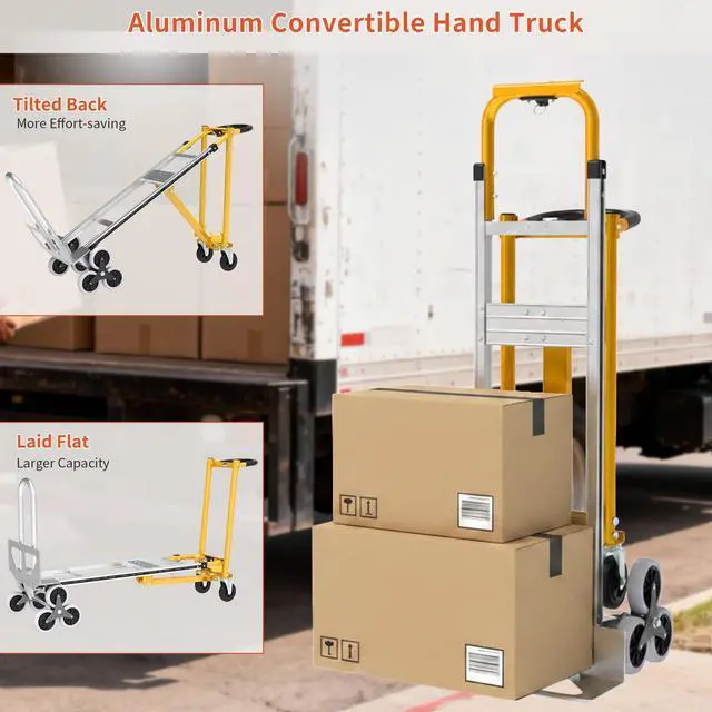 Alt view image 4 of 6 - Stair Climbing Hand Truck, Heavy Duty 1000LBS 4-in-1 Aluminum Convertible Dolly Cart, Appliance Dolly Industrial Platform Stair Dolly Handtruck with Wheels for Moving, Office, Logistics, Shopping