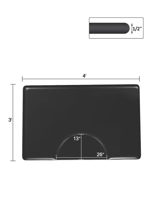 Alt view image 6 of 6 - 3 ft. x 4 ft. Barber Chair Mat Anti-Fatigue Salon & Barber Comfort & Support Mat - Non-Slip, Durable - Black Rectangle - 1/2 in. Thick,2PCS