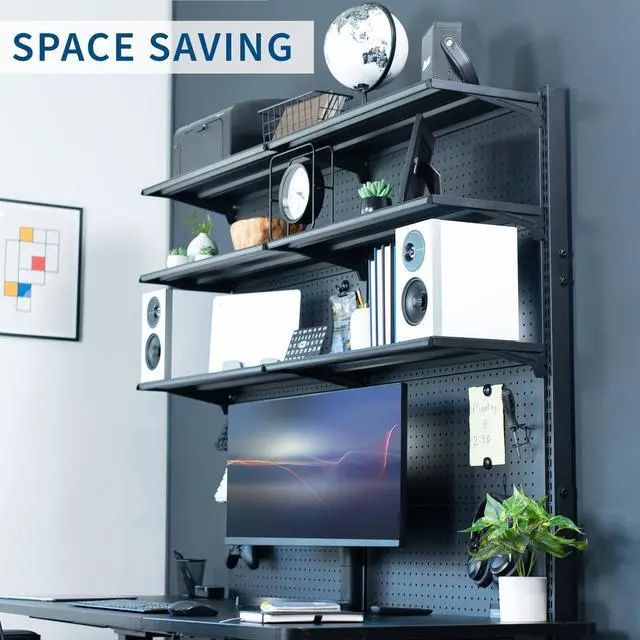 Alt view image 5 of 6 - Freestanding Modular Steel Pegboard System, 74 inch High Magnetic Accessory Organizer for Home and Office, Black, PP-2-PB058