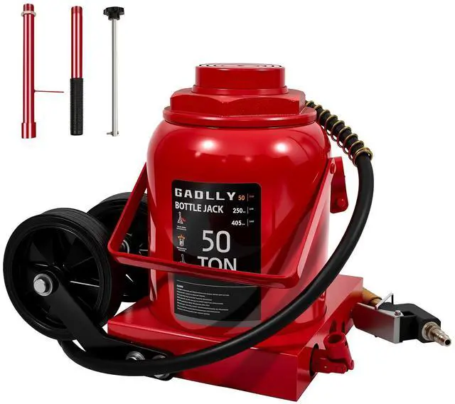 Main image of Air Hydraulic Bottle Jack, 50 Ton (110000) lbs Hydraulic Bottle Jack with 10.43''-19.88'' Lifting Range & Manual Hand Pump, for Pickup, Truck, RV, Auto Repair