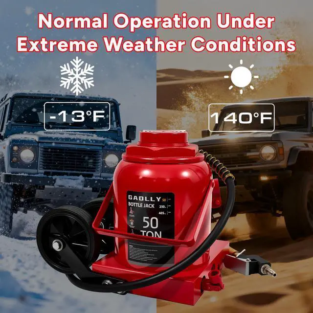 Alt view image 6 of 6 - Air Hydraulic Bottle Jack, 50 Ton (110000) lbs Hydraulic Bottle Jack with 10.43''-19.88'' Lifting Range & Manual Hand Pump, for Pickup, Truck, RV, Auto Repair
