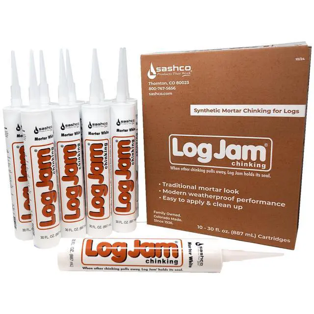 Alt view image 2 of 3 - Log Jam Acrylic Latex Chinking Caulk, 30 oz Cartridge, Mortar White (Pack of 10)