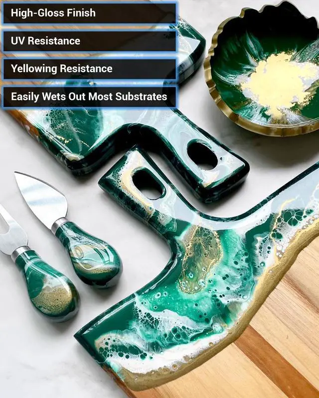Alt view image 2 of 6 - UVPoxy Table Top Coating & Art Epoxy Resin Kit - 1.06 Gal / 4L: Fast-Curing, UV/Yellowing Resistant, Water-Clear, Bio-Based Resin | Self-Leveling, High-Gloss Epoxy for Table Tops & Fluid Arts