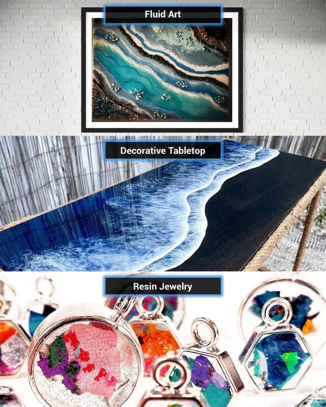 Alt view image 6 of 6 - UVPoxy Table Top Coating & Art Epoxy Resin Kit - 1.06 Gal / 4L: Fast-Curing, UV/Yellowing Resistant, Water-Clear, Bio-Based Resin | Self-Leveling, High-Gloss Epoxy for Table Tops & Fluid Arts