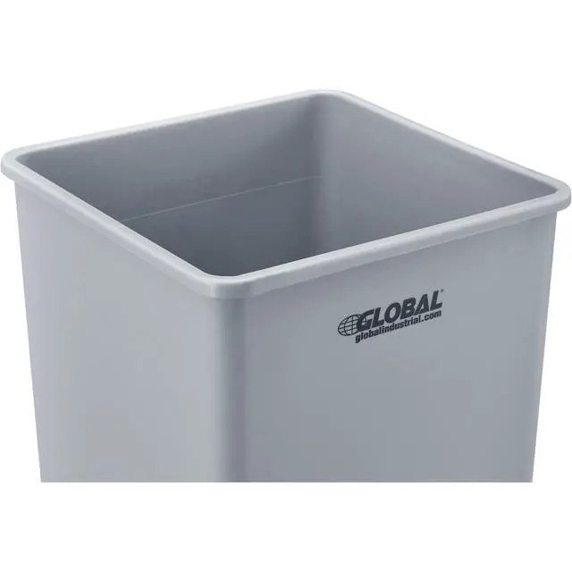 Alt view image 3 of 5 - Square Plastic Garbage Can, 35 Gallon Capacity, Indoor/Outdoor Rated, 19-1/2"W x 19-1/2"D x 27-4/5"H, Utility Trash Can, No Lid, Gray
