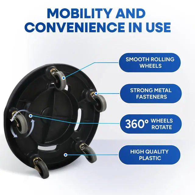 Alt view image 3 of 6 - Trash Can Dolly with Wheels Black Garbage Can Wheels Transports 20 Gallon 32 Gallon 44 Gallon and 55 Gallon Brute Trash Can Dolly for Restaurants Offices Commercial Environments, 3 Pack