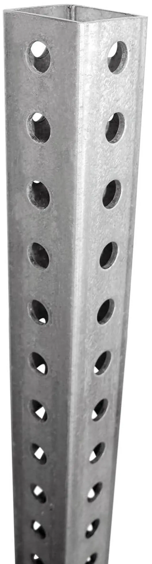 Main image of Square Sign Post - 8 Feet Tall and 1.5" Wide Galvanized Steel Post, 7/16 Inch Diameter Mounting Holes, Made in USA
