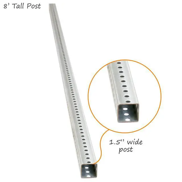 Alt view image 6 of 6 - Square Sign Post - 8 Feet Tall and 1.5" Wide Galvanized Steel Post, 7/16 Inch Diameter Mounting Holes, Made in USA