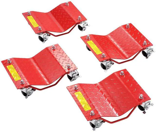 Main image of Wheel Dolly, 8000 lbs Capacity Heavy-Duty Steel Car Mover, Wheel Dolly Car Tire Stake Set with Brakes, Vehicle Moving Cart Moving Cars, Trucks, Trailers, Motorcycles, and Boats, Set of 4, Red