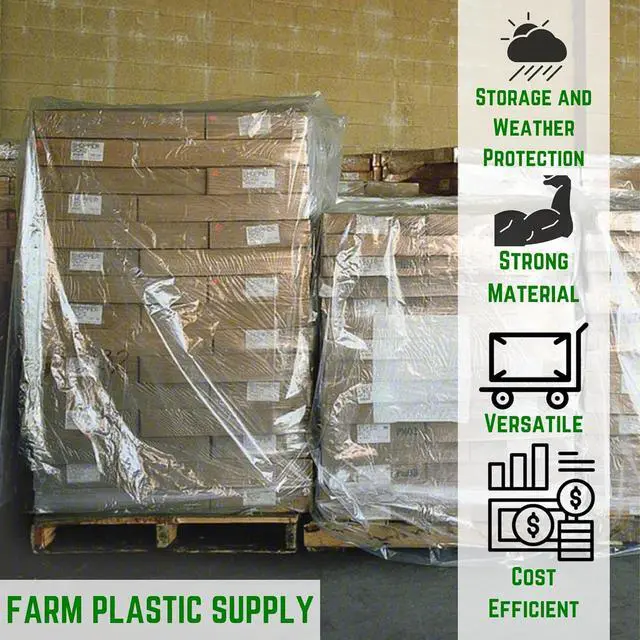 Alt view image 2 of 6 - FPS Heavy Duty Pallet Covers - 3 Mil (55' x 53' x 75'), Tear Resistant, Outdoor Protection, Clear (10 Pack)