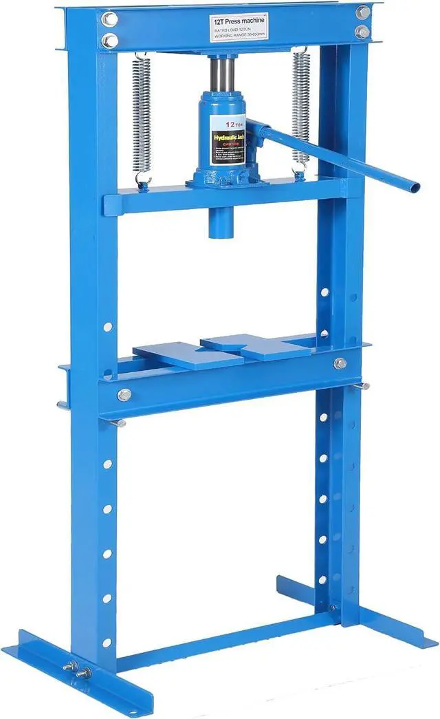 Main image of 12-Ton Hydraulic h-Frame Shop Press with Adjustable Worktable & Press Plates | Heavy-Duty Press for Bending Straightening Bearing Installation | Ideal for Auto Repair Garages & Workshops,Blue