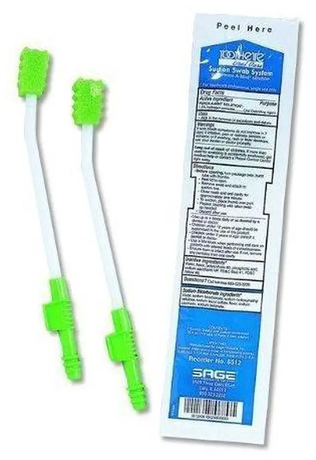Main image of Toothette® Oral Care Single Use Suction Swab System with Perox-A-Mint Solution - Each (1 System) / Case of 100 Systems