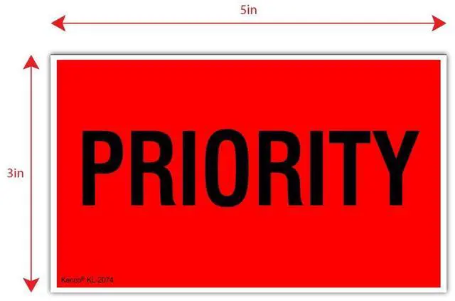 Main image of 3" X 5" Priority Fluorescent Shipping Label Stickers for Shipping and Packing - 500 Adhesive Labels Per Roll (10 Pack)