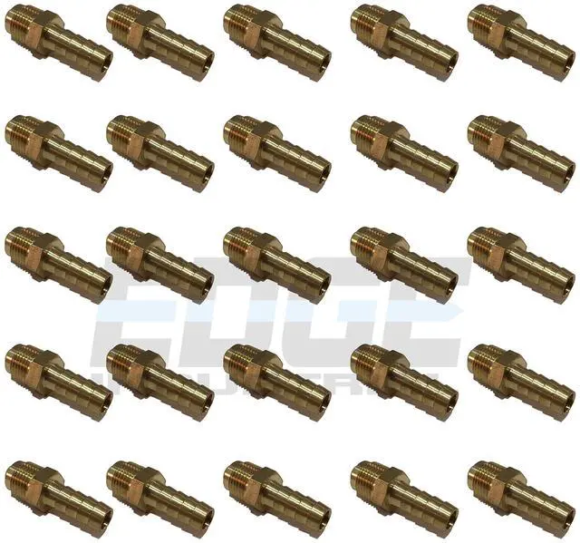Main image of 3/8" Hose ID to 3/8" 45° Male Flare Straight Brass Fitting Fuel/AIR/Water/Oil/Gas/WOG (Qty 25)