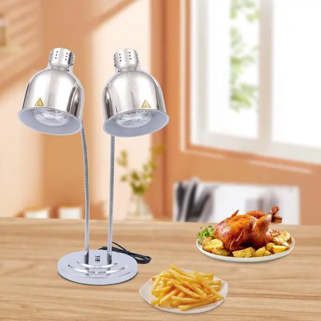 Alt view image 2 of 6 - Food Heat Lamp 2-Head Electric Heating Lamp 500W Commercial Food Warmer Lamp for Food Electric Warming Lights for Restaurant, Buffet, Catering, Kitchen & Home Use (Silver)
