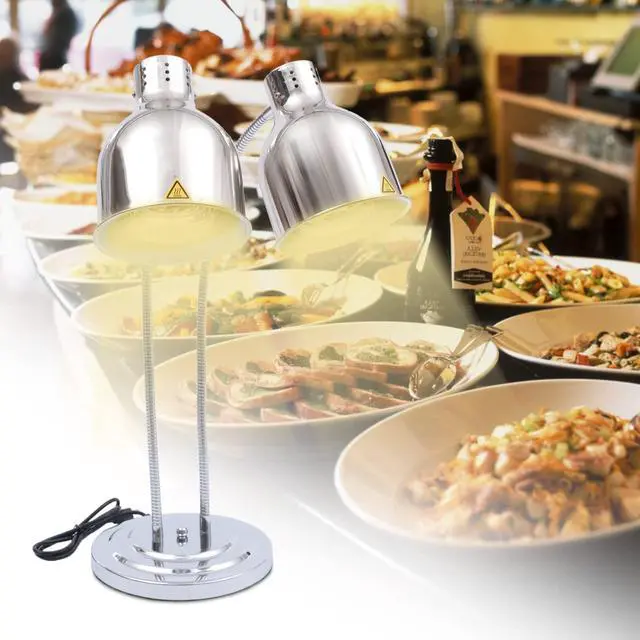 Alt view image 3 of 6 - Food Heat Lamp 2-Head Electric Heating Lamp 500W Commercial Food Warmer Lamp for Food Electric Warming Lights for Restaurant, Buffet, Catering, Kitchen & Home Use (Silver)
